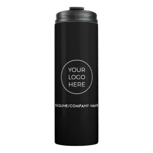 Stainless Steel Simple Black Custom Text Logo Thermal Tumbler
