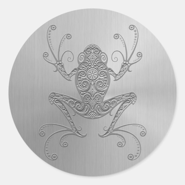 Stainless Steel Tree Frog Classic Round Sticker (Front)
