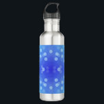 Stainless steel water bottle with a black plastic<br><div class="desc">Stainless steel water bottle with a black plastic lid. The body features a blue gradient design with white circles,  creating a modern and refreshing look.</div>