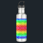 Stainless steel water bottle with a vibrant<br><div class="desc">Stainless steel water bottle with a vibrant,  geometric rainbow pattern. The design features layered,  textured colors of blue,  green,  yellow,  and red.</div>