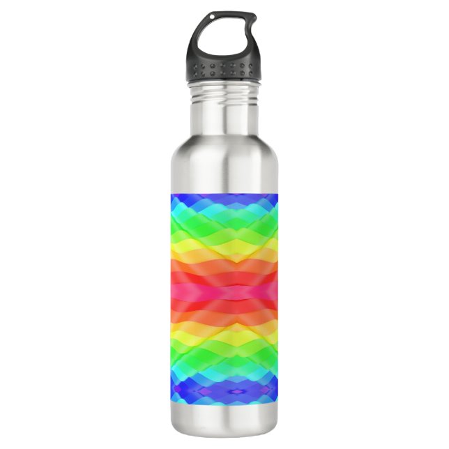 Stainless steel water bottle with a vibrant (Front)