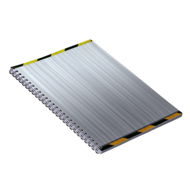 Stainless Steel with Hazard Stripes Notebook (Right Side)