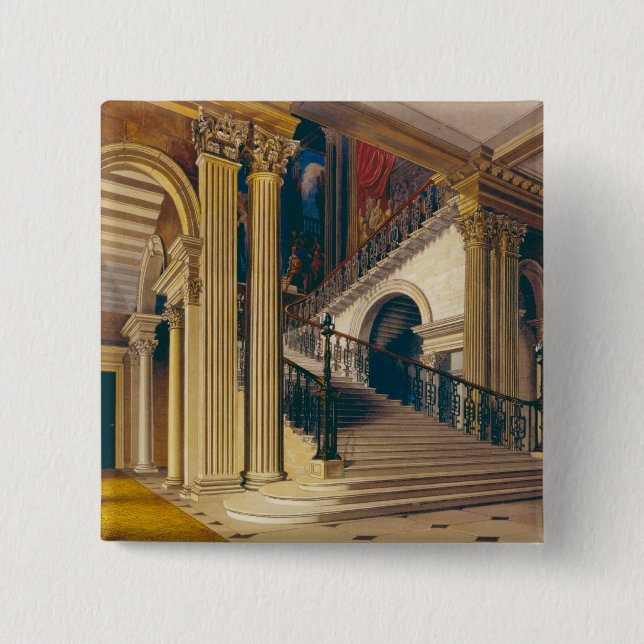 Stair Case, Buckingham House, from 'The History of 2 Inch Square Button (Front)