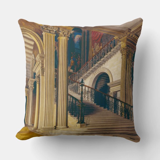 Stair Case, Buckingham House, from 'The History of Throw Pillow (Front)