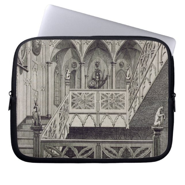 Staircase at Strawberry Hill, engraved by J. Newto Laptop Sleeve (Front)