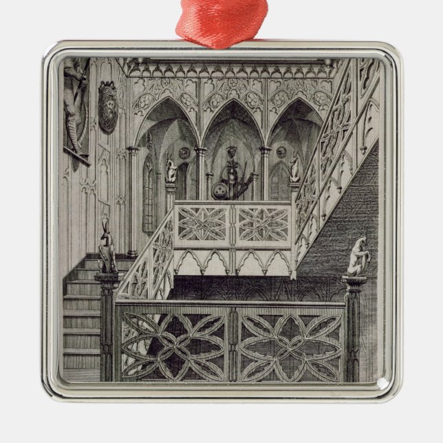 Staircase at Strawberry Hill, engraved by J. Newto Metal Ornament (Front)