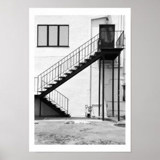 Staircase in Black and White Poster