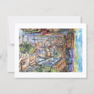 Staircase to the plan of Valparaiso (watercolor). Postcard