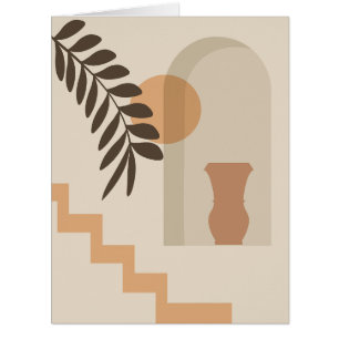 Stairs Leaf Vase Sun, Boho Abstract Geometric Art