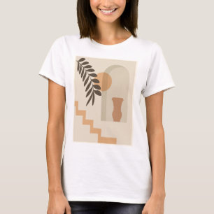 Stairs Leaf Vase Sun, Boho Abstract Geometric Art T-Shirt