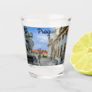 Stairs with stone angels at Loreto Prague church Shot Glass
