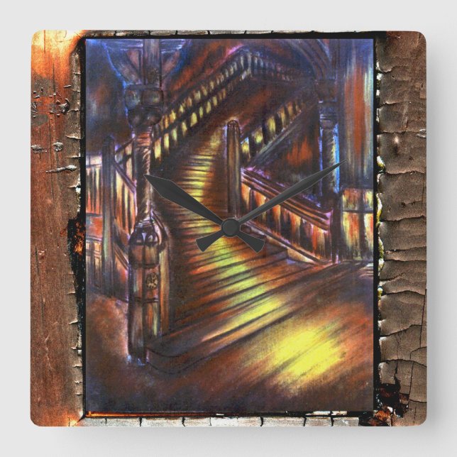 Stairway of Light Square Wall Clock (Front)