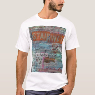 STAIRWAY: VISUAL POETRY COLLAGE MIXED MEDIA SHIRT