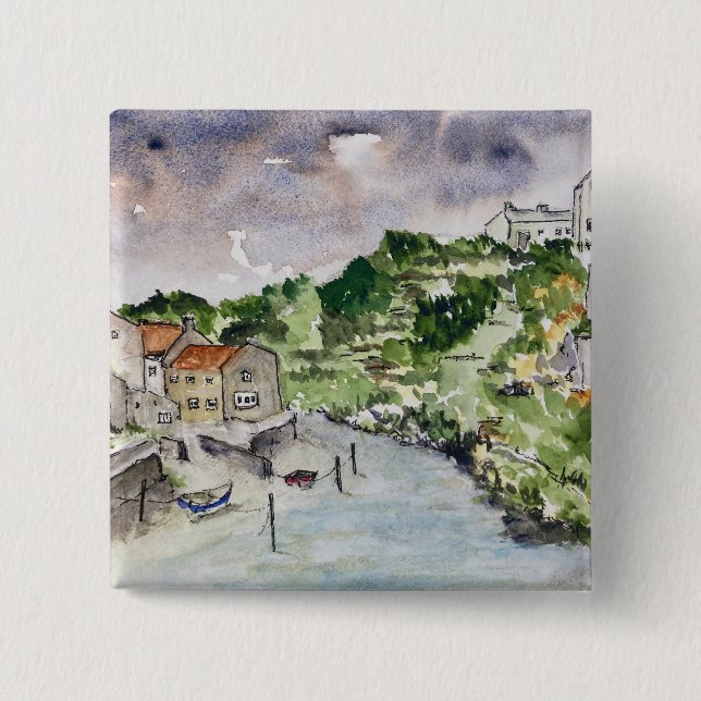 Staithes Beck Whitby 2 Inch Square Button (Front)