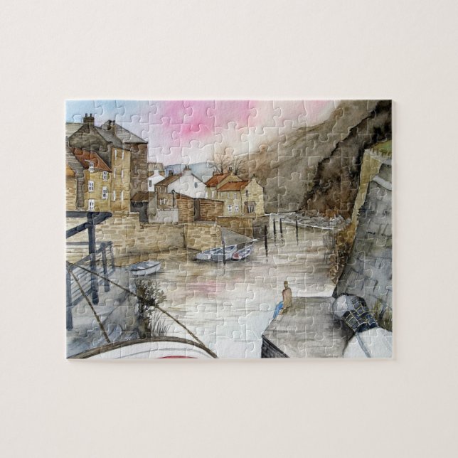 Staithes, North Yorkshire, England Watercolour Jigsaw Puzzle (Horizontal)