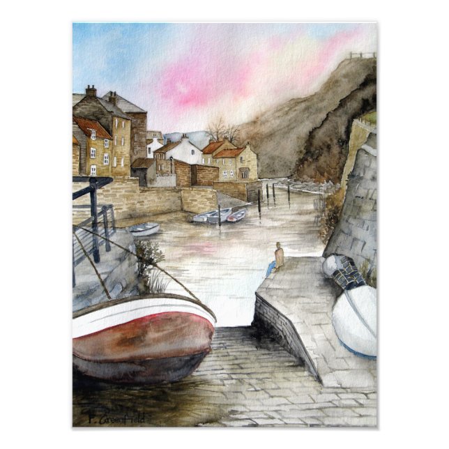 Staithes North Yorkshire England Watercolour Photo Print (Front)