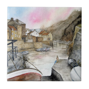 Staithes, North Yorkshire, England Watercolour Tile