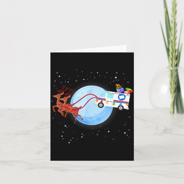 Stal Worker Christmas Mail Truck Funny Mailman Gif Card (Front)