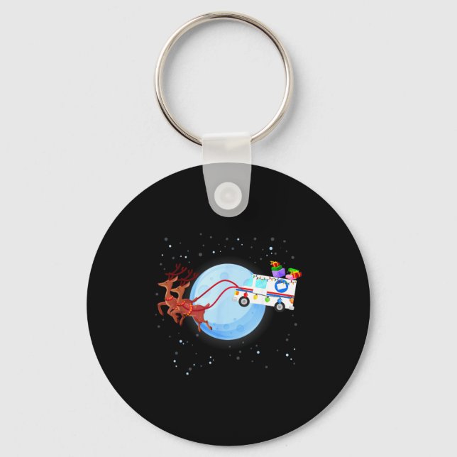 Stal Worker Christmas Mail Truck Funny Mailman Gif Keychain (Front)