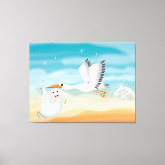 Stalk carrying newly born Baby Canvas Print