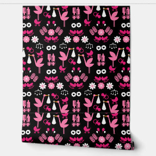 Stalk Delivery Twin Baby Room Wallpaper