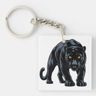 Stalking Black Panther Mascot Keychain