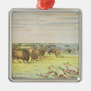 Stalking buffalo metal ornament