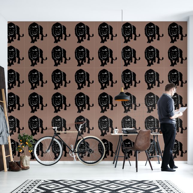 Stalking Lion Custom Colour Wallpaper (Living Room)