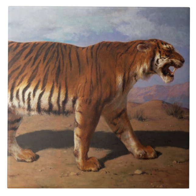 Stalking Tiger (by Rosa Bonheur) Tile (Front)
