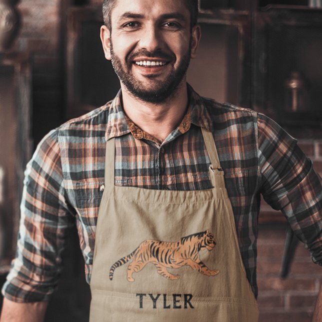 Stalking Tiger Personalized Long Apron (Creator Uploaded)
