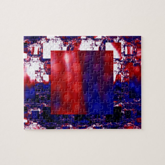 Stalling | Red and Blue Fractal Art Jigsaw Puzzle (Horizontal)