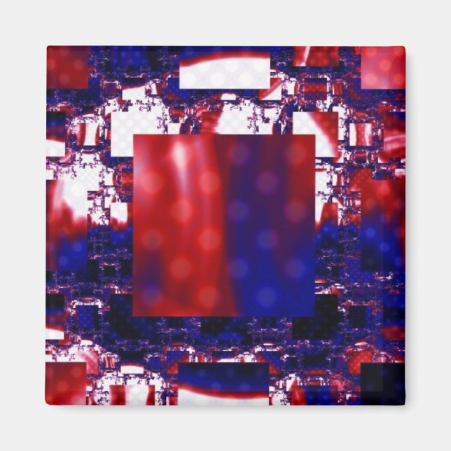 Stalling | Red and Blue Fractal Art Magnet (Front)