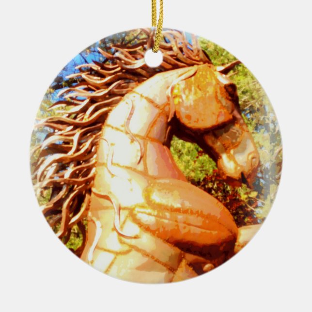 stallion pony and mare ceramic ornament (Front)