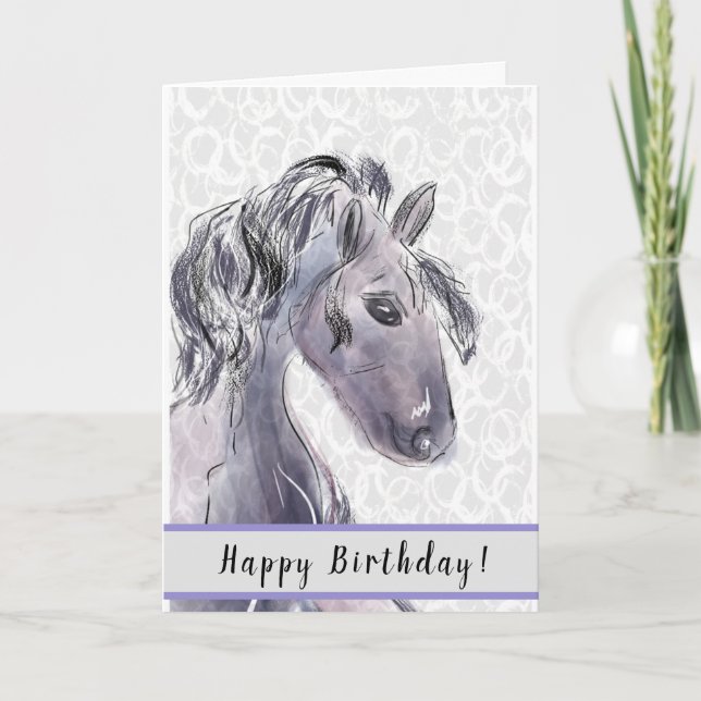 Stallion Watercolor Greeting Card (Front)