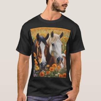 Stallions dans la conception de T-shirt Meadow.