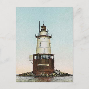 Stamford Harbour Ledge Lighthouse Postcard