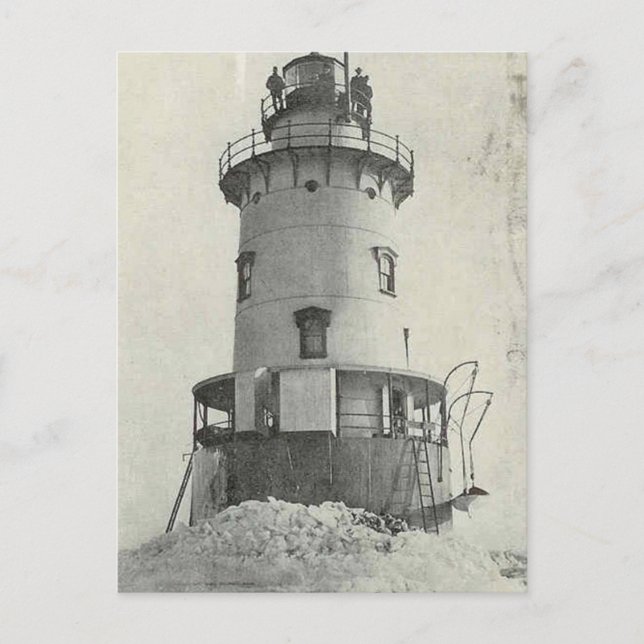 Stamford Harbour Ledge Lighthouse Postcard (Front)