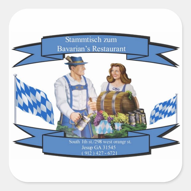 Stammtisch zum Bavarian's Restaurant Square Sticker (Front)