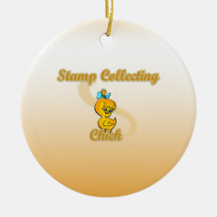 Stamp Collecting Chick Ceramic Ornament
