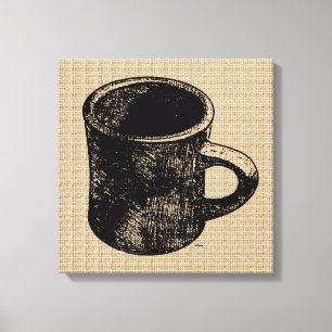 Stamp Look Mug on Canvas Print