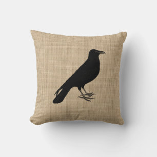 Stamp Look Raven Pillow
