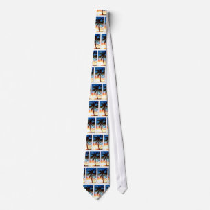 Stamp of Palm Tree Sunset Tie