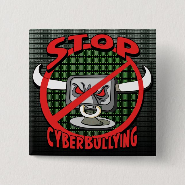 Stamp Out Stop Cyberbullying 2 Inch Square Button (Front)