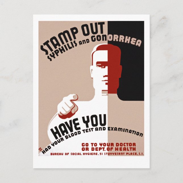 Stamp Out Syphilis and Gonorrhea Postcard (Front)