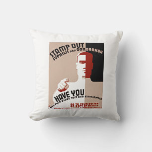 Stamp Out Syphilis and Gonorrhea Throw Pillow