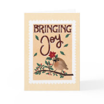 "Stamp-Style Christmas Greeting Card | Hand-Drawn