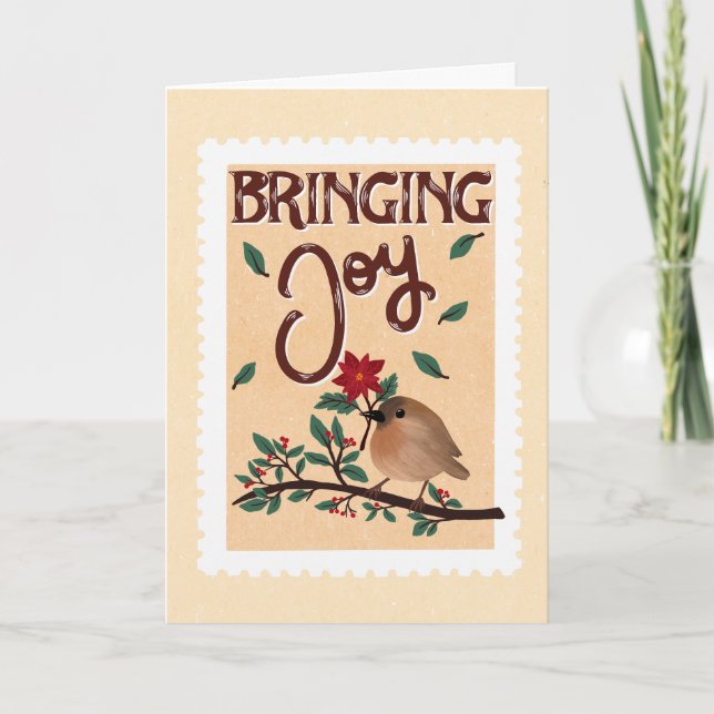 "Stamp-Style Christmas Greeting Card | Hand-Drawn  (Front)