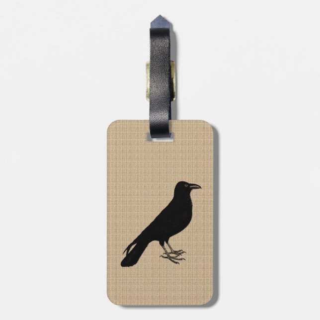 Stamp Style Raven Luggage Tag (Back Vertical)