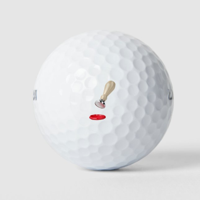 Stamp tool with wooden handle and wax seal golf balls (Front)