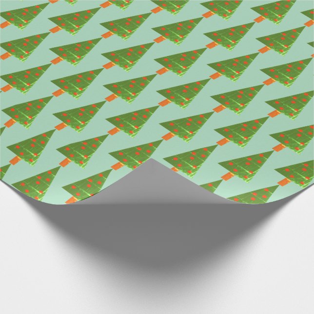 Stamped Christmas Trees Wrapping Paper (Corner)